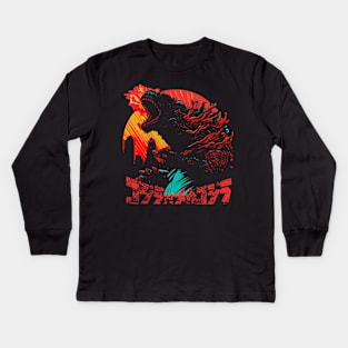 Attack on Godzilla Kids Long Sleeve T-Shirt